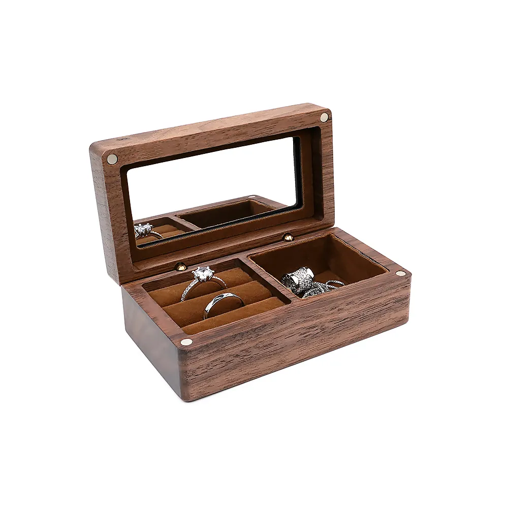 Boîte de rangement pour bijoux, étui de luxe en bois naturel pour boucles d'oreilles et colliers, haute qualité, à la mode