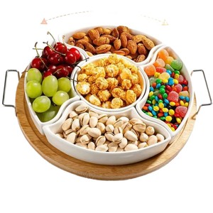 <b>Ceramic</b> dried fruit platter combination, multi-compartment fruit <b>plate</b>, creative snack <b>plate</b> for living room, candy <b>plate</b>, - Product Image 5