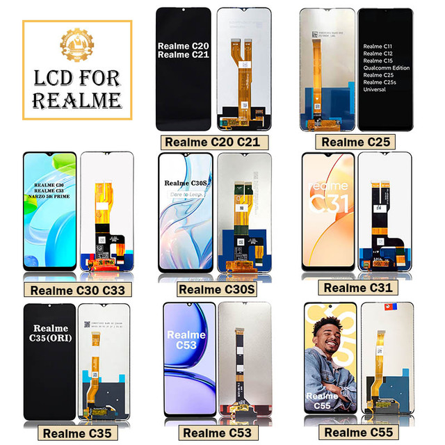 Qirginal Material Quality Lcd With Touch Screen for Oppo Realme C1 C2 C3 C11 C12 C15 C17 C20 C21 C25