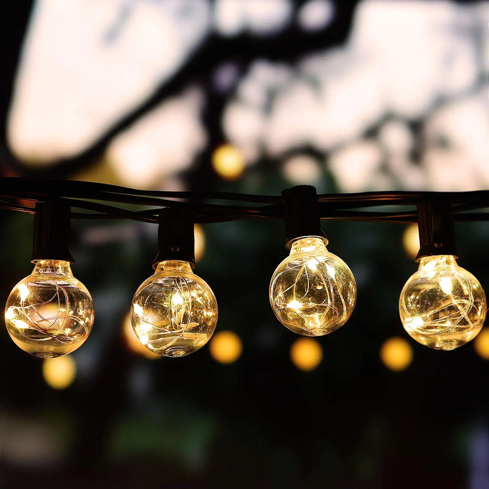 Outdoor String Lights RGBW Music Function Remote Controlled Outside String Light Multicolor Waterproof Dimmable Led String Light