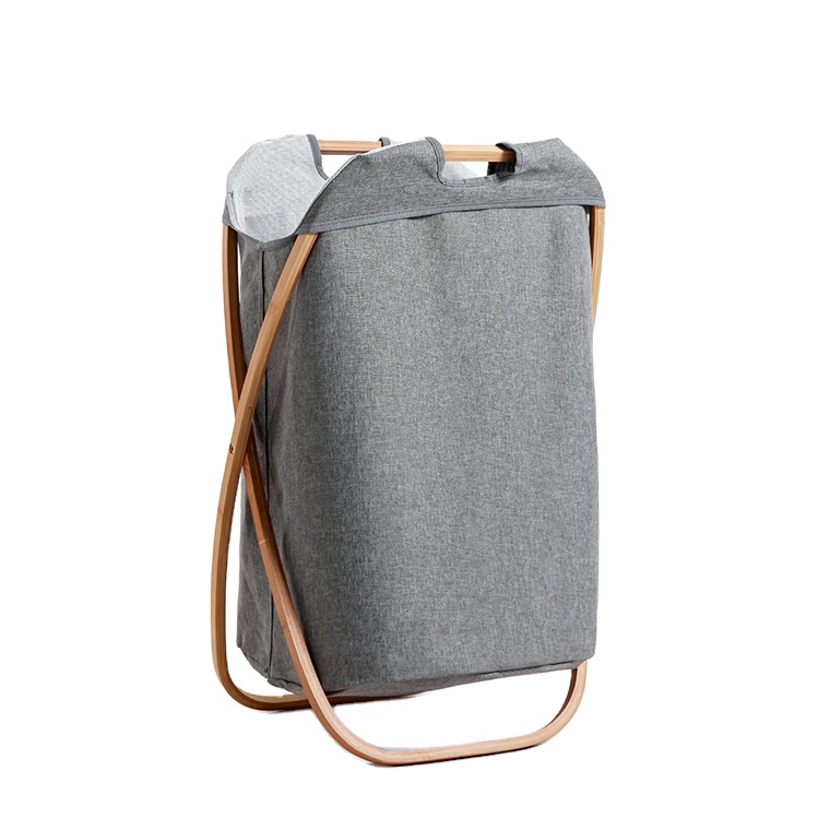 Сделанная на заказ Современная Экологически чистая бамбуковая складная корзина для белья в скандинавском стиле на ножках