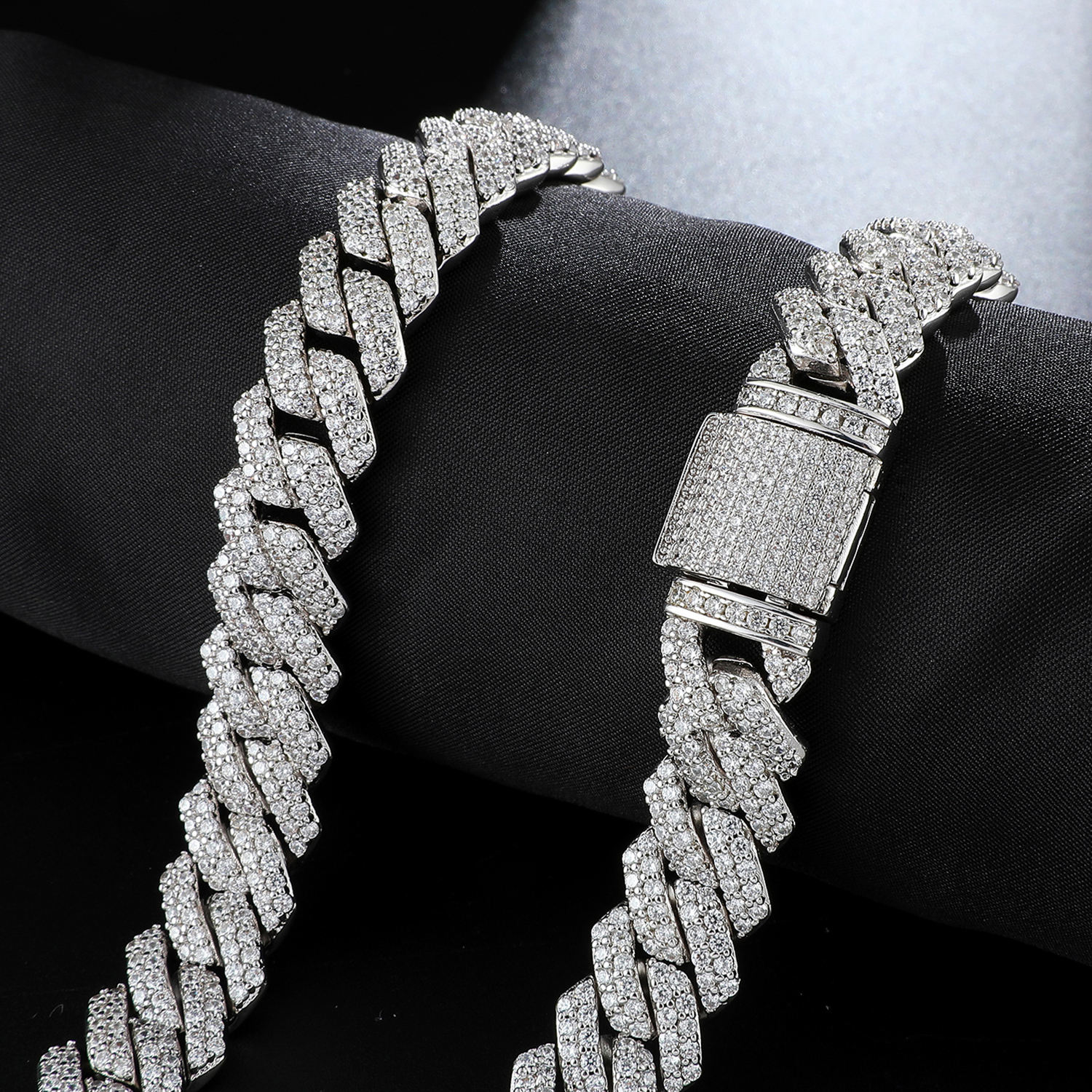 MJ Jewelry 14mm Iced Out Diamond Prong Cuban Link Chain