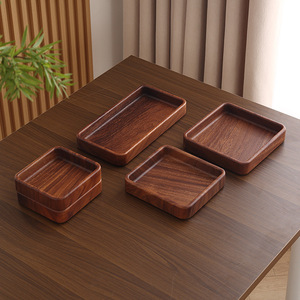 Japanese Style Walnut Wood Square <b>Tray</b> Solid Wood Dried Fruit Dish Household <b>Snack</b> <b>Tray</b> Creative Storage Serving <b>Trays</b> - Product Image 3