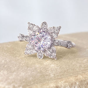 Set perhiasan perak 925 mewah cincin tunangan zirkon kubik es merah muda bayi bebas noda janji pernikahan pesta Rhodium - Product Image 6