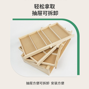Wooden <b>Drawer</b> <b>Storage</b> <b>Box</b> For Kids Art Supplies Multi Layer Organizer Rectangle Shape 10cm High Standing Type - Product Image 5