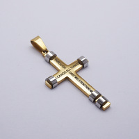 Collier Pendentif Croix Hip Hop Chrétienne en Acier Inoxydable Lisse et Géométrique, Bijou de Mode pour Hommes, Vente en Gros, Inspiré de la Bible Philippiens 4:13
