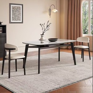 Mesa de Comedor de Madera Maciza Estilo Nórdico Jin Rui Sheng Da, Extensible, Plegable, con Tapa Ovalada de Cuarcita, Estilo Moderno y Lujoso para el Hogar - Product Image 1
