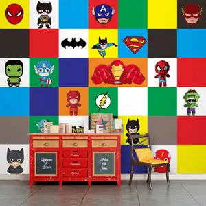 Dessin animé super-héros film papier peint garçon chambre d'enfant mâle chambre murale papier peint