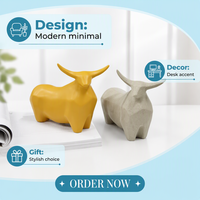 Statue de Vache en Céramique Créative, Style Nordique, Ornement de Bureau, Petite Figurine Animale pour Décoration d'Étagère et de Meuble TV, Souvenir