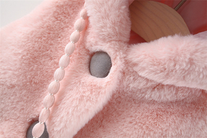 Manteau d'hiver doux sans manches en polaire avec capuche en fourrure pour bébés filles - Product Image 6
