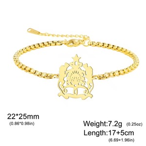 Pulsera <span class=keywords><strong>de</strong></span> Acero Inoxidable para Mujer con Dijes del <span class=keywords><strong>Escudo</strong></span> <span class=keywords><strong>de</strong></span> Armas <span class=keywords><strong>de</strong></span> Marruecos, Emblema del León del Atlas Nacional Marroquí, Pulsera Ajustable con Cuerda Trenzada - Product Image 6