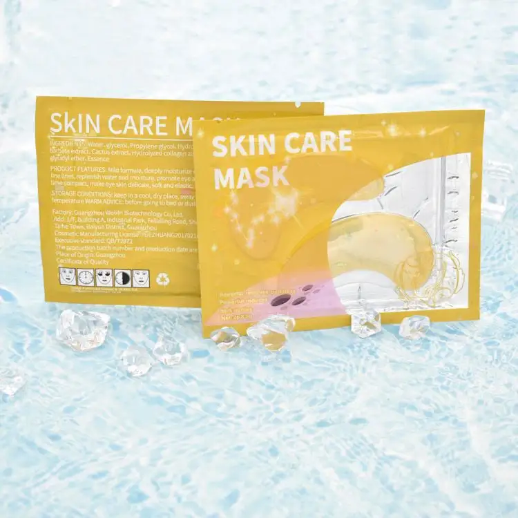 Máscara de folha de cristal hidratante 6g para cuidados com a pele dos olhos, patch de colágeno com glitter e 1 par de sacola de venda de fábrica