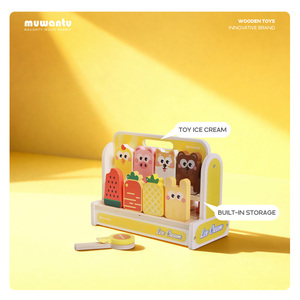 MUWANTU <span class=keywords><strong>Jouet</strong></span> de <span class=keywords><strong>cuisine</strong></span> portable Montessori <span class=keywords><strong>en</strong></span> <span class=keywords><strong>bois</strong></span> pour jeu de rôle, crème glacée, avec motifs animaux et fruits mignons, pour les enfants de 2 à 4 ans - Product Image 2