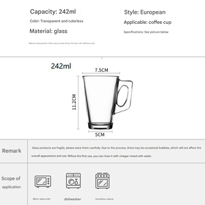 Hete Verkoop Commerciële En Huishoudelijke Glazen Drinkwaren Latte Gelaagde Koffiemokken Met Handvatten Voor Sap Melkthee - Product Image 6