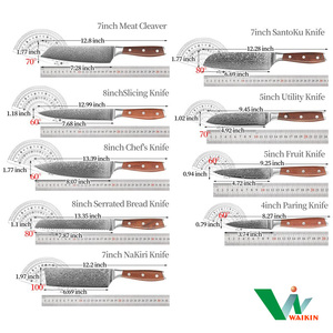 Vg10 67-<span class=keywords><strong>Layer</strong></span> Damascus thép đầy đủ tang 9-Piece thiết kế Nhật Bản Chef Cleaver Knife Set với Gỗ hồng sắc xử lý - Product Image 4