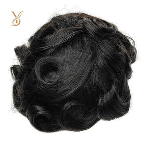 Wig lem sistem penggantian, rambut palsu dasar kulit Pu pria - Product Image 5