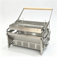 Barbecue portable pliable en acier inoxydable 304, grill à charbon de bois avec rotation automatique à 180 degrés, pour le camping en plein air
