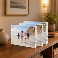 Support d'affichage photo en acrylique HOTEAM, cadre photo flottant, support photo magnétique transparent pour bureau, vente en gros personnalisée OEM