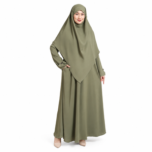 Vestido Abaya Verde Salvia para Mujer, Diseño Modesto con Algodón Marbella Premium, Khimar Francés, Corte Holgado y Elegante Caja de Regalo - Product Image 1