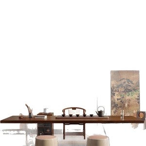 Solid Wood Slab Tea Table And Chair Set Wabi Sabi Style Zen Inspired Modern Minimalist For Living Room Home Office - Product Image 5