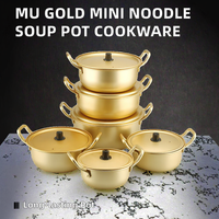 Ustensiles de cuisine en aluminium de couleur or de 16cm Mini restaurant et pot de soupe aux nouilles à usage domestique Design classique Matériau métallique