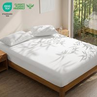 Parure de lit 3 pièces pleine grandeur en fibre de bambou 100 %, couleur personnalisable, drap-housse et taies d'oreiller durables et anti-plis pour la maison