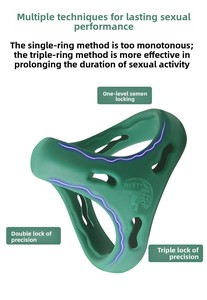 Anillo peniano de tres orificios TPE Egg-Fixing para retención escrotal de larga duración y control del tiempo de retardo - Product Image 3