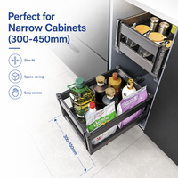 Panier coulissant de cuisine en alliage d'aluminium, organisateur d'épices, tiroir de rangement double couche pour armoire de 300-450 mm