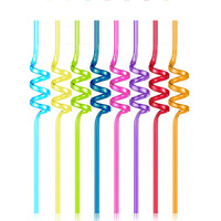 Pailles en plastique spirales bouclées aux couleurs vives, assortiment de couleurs brillantes, tubes à boire amusants pour les anniversaires et les événements thématiques
