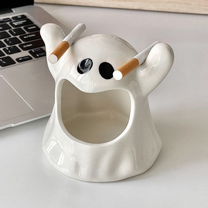 Ghost Ceramic Ashtray White Creative Design For Home Dorm Gift - Product Image 3