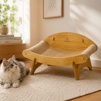Hamac-lit pour chat en bois massif naturel, avec griffoir en sisal, design moderne, pour chats d'intérieur
