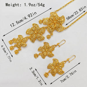 Joyería de Moda Estilo Nigeria, Dubái y Arabia Saudita, Juego de Joyería de 2 Piezas en Oro de 24k, Collar y Aretes para Mujer, para Bodas, Cenas y Fiestas - Product Image 2