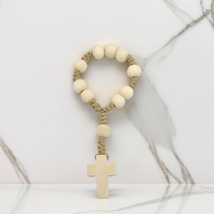 Customized Cross Wooden Beaded Bracelet Set | Card <b>Gift</b> <b>Bag</b>, Unisex, Holiday & Party Favors - Product Image 2
