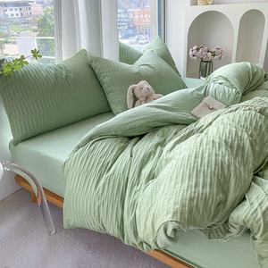 Ensemble de literie quatre pièces en textile tissé en seersucker simple housse de couette en coton lavé plissé et draps de lit pour le commerce extérieur - Product Image 5