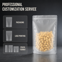 Sac à fermeture éclair transparent mat, autoportant, en matériau de qualité alimentaire, compatible avec la personnalisation par impression rotogravure