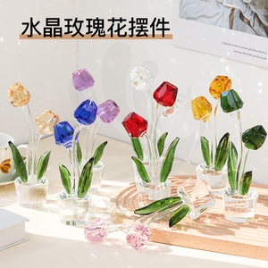Adorno de Tulipán de Cristal Dazi, Regalo Decorativo de Cristal Artificial para Decoración del Hogar y Escritorio - Product Image 5