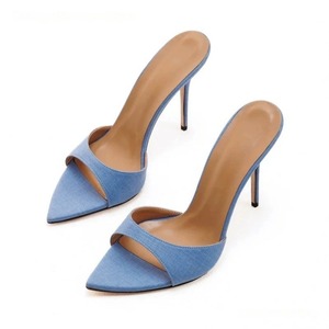 Pantoufles a Talons Hauts Women's Stiletto-Heel Slide Sandals Peep-Toe <b>Pointed</b>-Toe With Single-Strap - Product Image 4