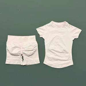 2 Pieces Gym Sets Women Seamless Knitted Yoga Sleeve Top Fitness T-shirt Set Workout Running Sports Shorts Pants <b>Suit</b> - Product Image 6