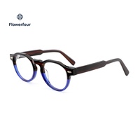 Montures de lunettes en acétate Flowerfour, logo personnalisé, protection contre les radiations, toutes formes de visage, design vintage, unisexe, adultes, monture intégrale
