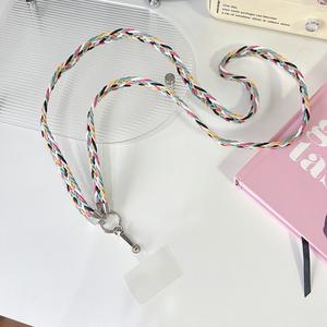 Sangle de téléphone portable tissée polyvalente et colorée, style long, anti-perte, collier à chaîne suspendue, cadeau solide - Product Image 4