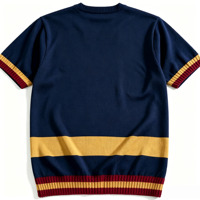 Pull à col rond pour homme, personnalisé avec logo brodé, manches courtes, position du logo sur le devant, vente en gros OEM/ODM