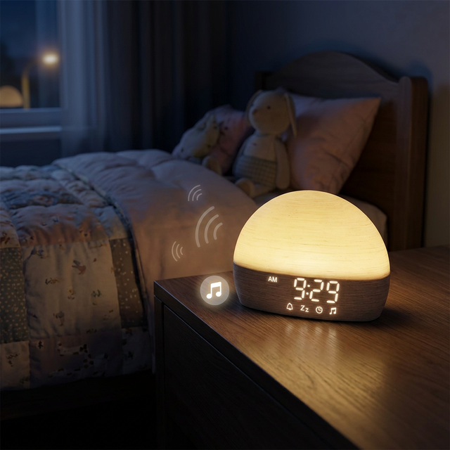 Portable Circular Sound Machine Professional Sunrise Alarm Clock With Multi Mode Rgb Night Light Intelligent Bedside Lamp