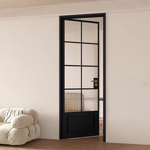 Watboc diseño minimalista casa Interior Retro francés puertas abatibles vidrio abatible puerta de aluminio solo vidrio templado puerta abatible - Product Image 5