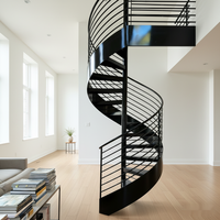 Escalier en colimaçon contemporain en acier au carbone pour intérieur, avec rampe circulaire, pour duplex et maison avec loft