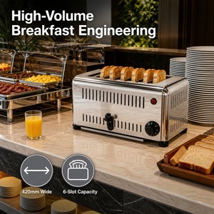 เครื่องปิ้งขนมปังไฟฟ้าแบบ 6 ช่อง 220V 3kW สำหรับโรงแรม บุฟเฟ่ต์ คาเฟ่ ร้านอาหาร ครัวอาหารเช้า - Product Image 3
