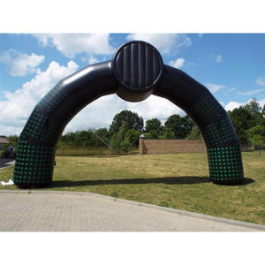 Arche de course gonflable bleue avec drapeaux à carreaux, logo personnalisé, bâche en PVC durable, pour événements sportifs, marathons et sports - Product Image 2
