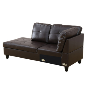 Convertible Leather Storage Square Sectional <b>Sleeper</b> <b>Sofa</b> Set for Living Room Apartment Hotel or Villa Leather Material - Product Image 4