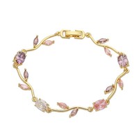 Bracelet de pierres précieuses de couleur bonbon haut de gamme de vente chaude avec des bracelets de chaîne et de lien de mode de conception de muguet