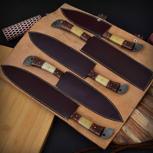 Juego de Cuchillos de Cocina Profesionales de Acero de Damasco de 5 Piezas de Primera Calidad, Mangos de Madera, Diseño Ambidiestro, Hoja Pulida, Sostenible - Product Image 4