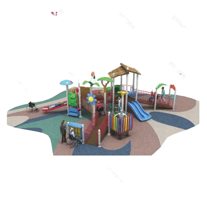 Modern eğlence parkı oyun ekipmanları plastik slayt engelli çocuk çocuklar için açık oyun alanı set playhouse